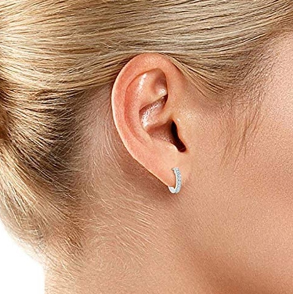NEW CZ Huggie Hoop Earrings - Picture 4 of 6